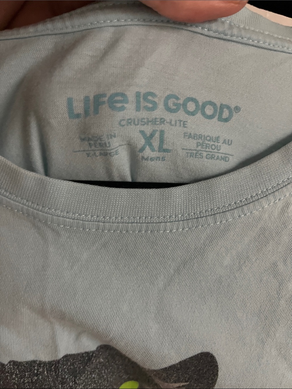 Life Is Good Light Blue Tee with Black Cat and Orange Book Graphic - Picture 2 of 5